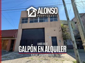 Bodega-Galpón · 670m² · 3 Ambientes · Galpón en Alquiler – Lanús Este | 670 m² Aprovechables