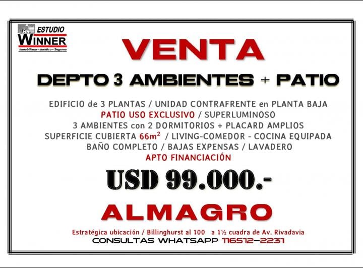 Departamento · 66m² · 3 Ambientes