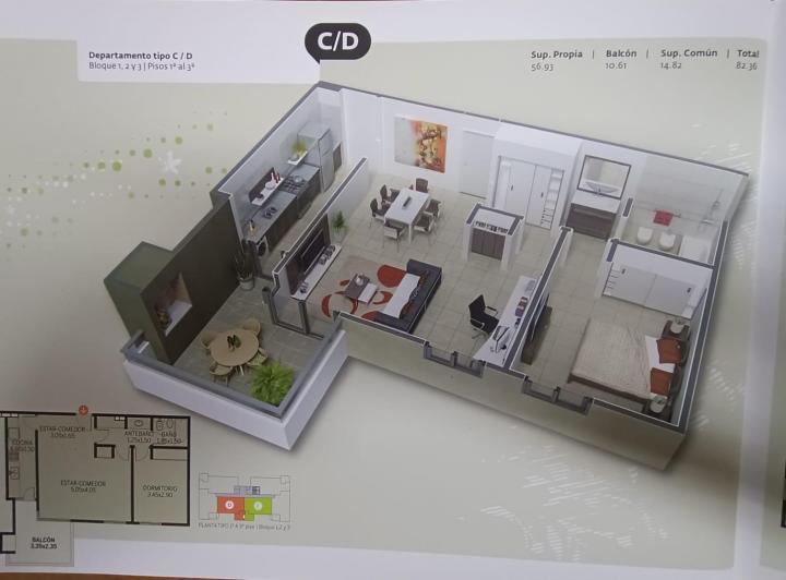 Departamento · 1 Dormitorio · 1 Cochera