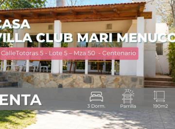Casa · 190m² · 5 Ambientes · Venta Casa 3 Dorm. Villa Club Lago Mari Menuco