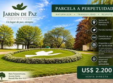 Bóveda, nicho o parcela , Malvinas Argentinas · Parcela a Perpetuidad en Jardín de Paz – Pilar