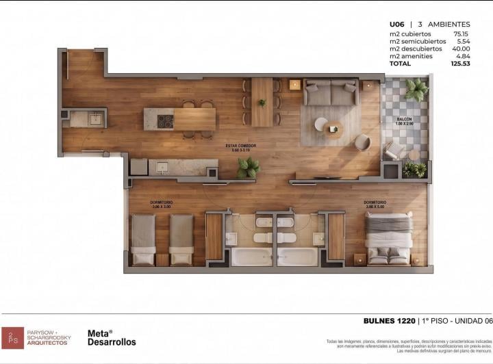 Departamento · 73m² · 3 Ambientes