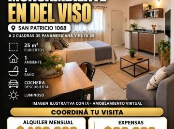 Departamento de 1 ambiente, Pilar · Departamento Monoambiente con Cochera - Alquiler Próximo a Ruta 26 y Panamericana - del Viso - Pilar