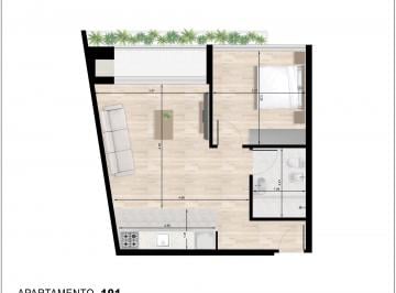 Departamento · 46m² · 2 Ambientes · 1 Cochera · Apartamento 1 Dormitorio con Parrilla en 3 Cruces