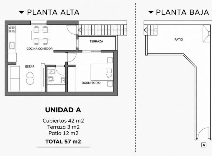 PH · 42m² · 2 Ambientes