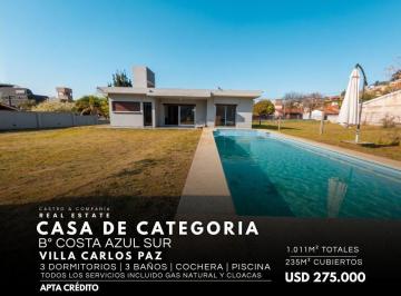 Casa · 235m² · 5 Ambientes · 1 Cochera · Casa 3 Dorm. con Piscina 1000 m² Parque, Todos Los Servicios. Costa Azul Sur, Villa Carlos Paz