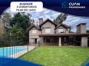 Casa · 150m² · 4 Ambientes · 1 Cochera · Pilar del Lago Casa en Alquiler Temporal - Cuan Propiedades