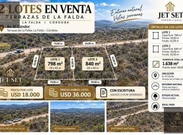 Terreno · 800m² · 2 Lotes en Venta | Terrazas de La Falda | con Escritura