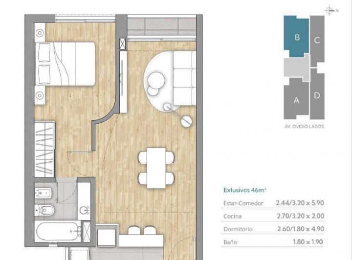 Departamento · 45m² · 2 Ambientes