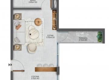 Departamento · 26m² · 1 Ambiente · Venta Monoambiente Cordon con Terraza