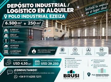 Bodega-Galpón · 6500m² · Alquiler de Nave Industrial 6.500 m² · 14 m Altura · Red de Incendio · 500 m² Oficinas.