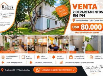 Casa de 4 ambientes, Villa Carlos Paz · Venta – 2 Departamentos en PH | Barrio Malvinas – Villa Carlos Pazexcelente Oportunidad Para Invers