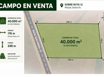 Campo · 100ha · Venta Campo 4 Hectáreas Sobre Ruta 11 Varios Fines