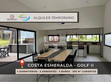 Casa · 200m² · 5 Ambientes · 1 Cochera · Alquier Temporal Golf II 494. Costa Esmeralda