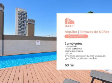Departamento · 50m² · 2 Ambientes · Excelente Dpto. en Alquiler con Amenities a Estrenar en Terrazas de Nuñez.