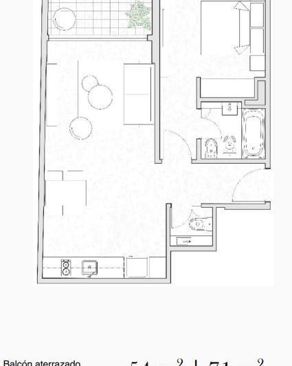 Departamento · 44m² · 2 Ambientes
