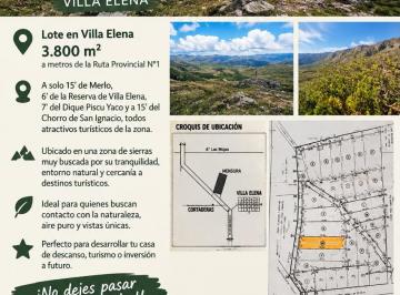 Terreno , Cortaderas · Lote 3800 m² en Villa Elena - Cortaderas San Luis. Sobre Ruta Pcial. N° 1