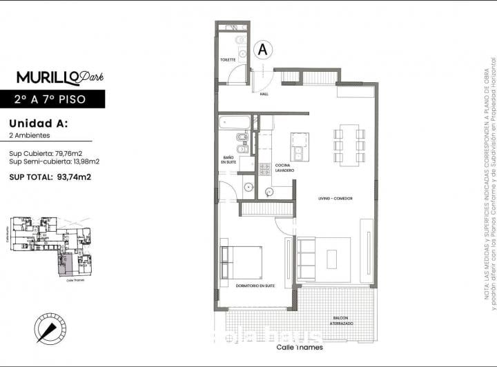 Departamento · 79m² · 2 Ambientes · 1 Cochera