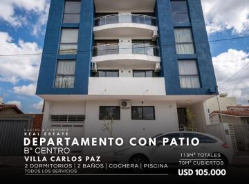 Departamento · 70m² · 4 Ambientes · 1 Cochera · Venta Departamento de 2 Dorm. con Gran Patio, Cochera y Amenities Centro de Villa Carlos Paz