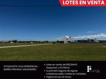 Terreno · 89394m² · Venta Lote Acquavista. Malagueño. 893 m² y 517 m². Barrio Privado. Laguna de Casi 3 Ha
