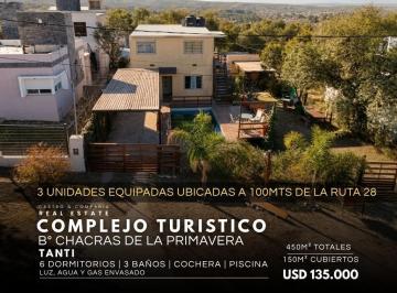 Hotel · 150m² · 10 Ambientes · 3 Cocheras · Complejo Turístico de 3 Unidades Equipadas a m de Ruta 28, en Chacras de La Primavera - Tanti
