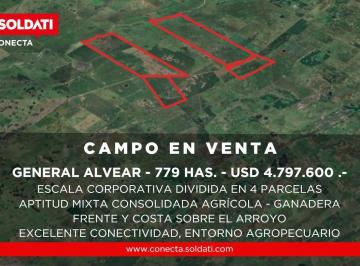 Campo · 779ha · Venta - Campo Mixto 4 Parcelas de 779 Ha Totales en Gral. Alvear