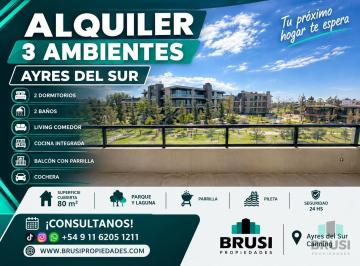 Departamento · 81m² · 3 Ambientes · 2 Cocheras · Alquiler | Departamento 2 Dormitorio 2 Cocheras | Ayres del Sur | Jardín y Parrilla