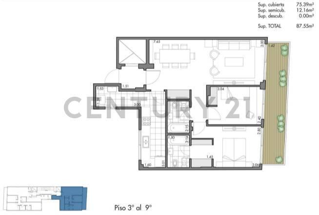 Departamento · 75m² · 3 Ambientes · 1 Cochera