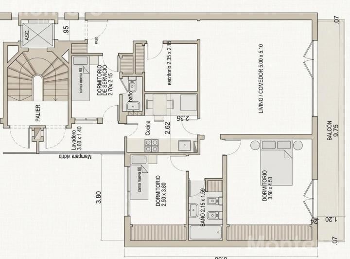 Departamento · 95m² · 4 Ambientes · 1 Cochera
