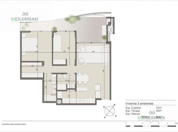 Departamento · 82m² · 3 Ambientes · 2 Cocheras