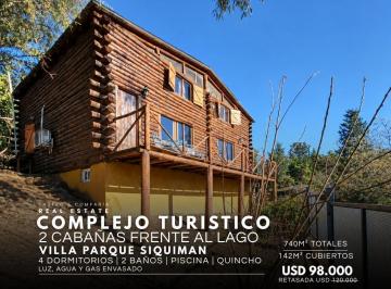 Hotel · 142m² · 8 Ambientes · Venta Complejo de 2 Cabañas con Piscina Frente Al Lago San Roque en Parque Siquiman