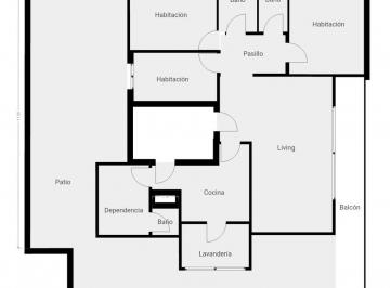 Departamento de 4 ambientes, Caballito · Piso Completo Torre en Esquina con Patio de 100 m².