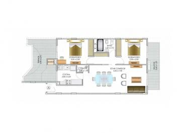 Departamento · 72m² · 3 Ambientes · Alquiler Centro Dpto 2 Dormi 2 Baños 2 Balcon con Asador