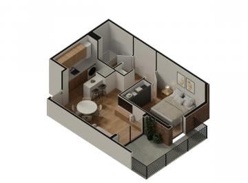 Tipología 1 dormitorio · Depto 1 Dormitorio en Venta en Construccion - Entrega Dic 27