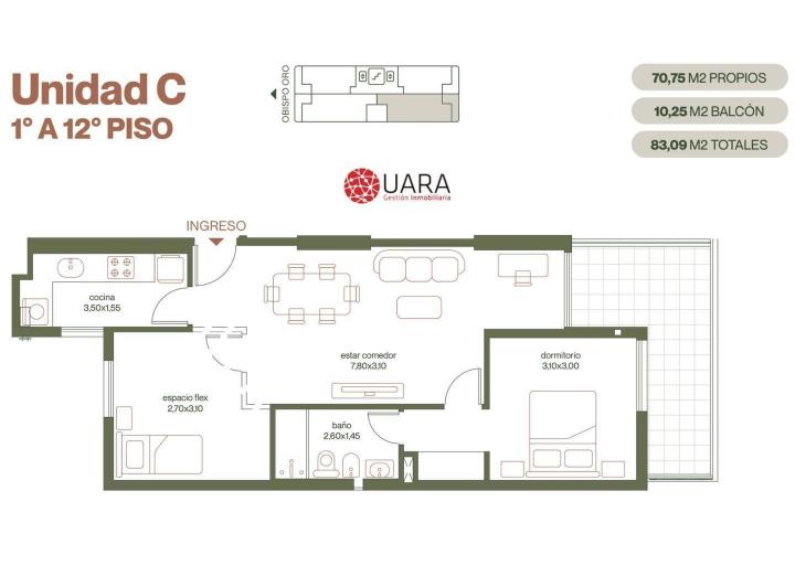 Departamento · 71m² · 3 Ambientes