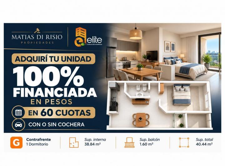 Departamento · 40m² · 2 Ambientes · 1 Cochera