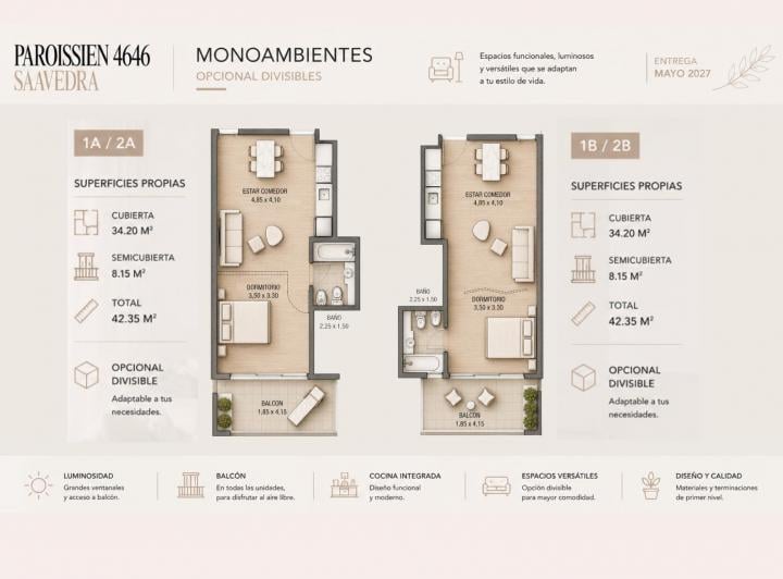 Departamento · 34m² · 1 Ambiente