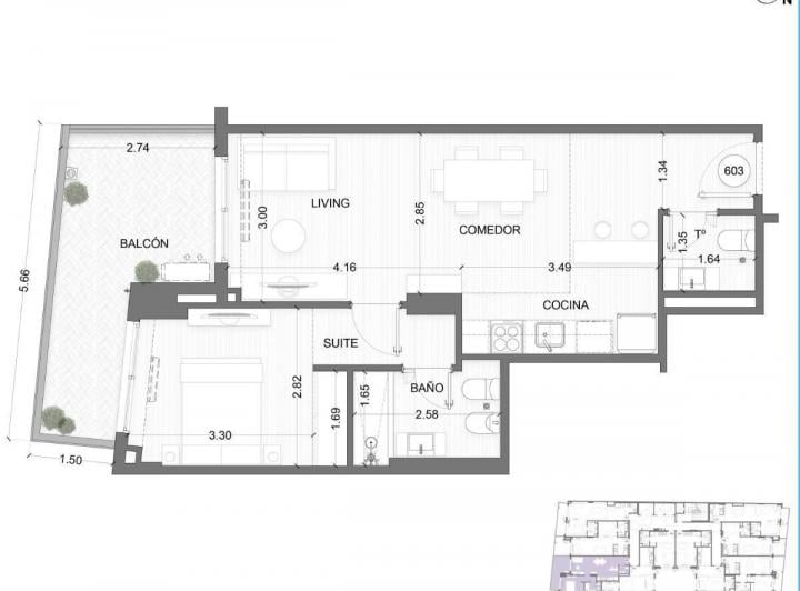 Departamento · 53m² · 2 Ambientes