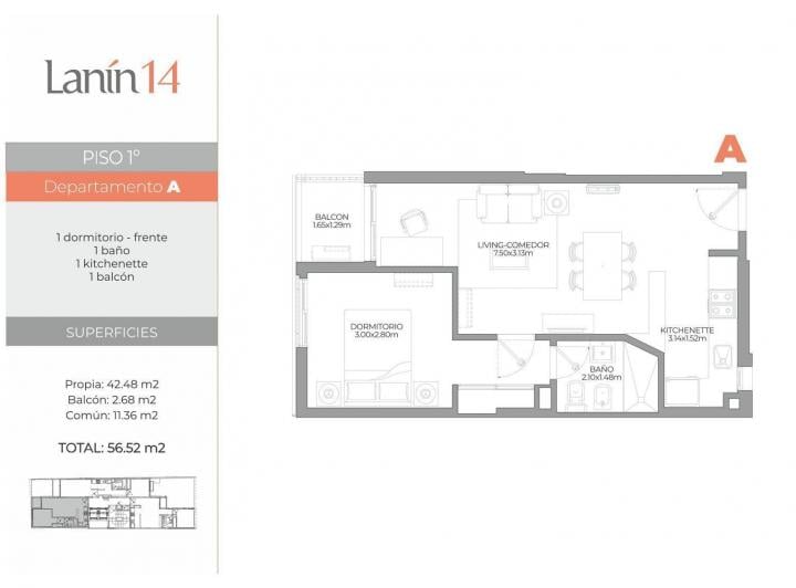 Departamento · 42m² · 2 Ambientes