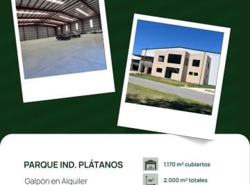 Bodega-Galpón · 1170m² · 4 Ambientes · 2 Cocheras · Alquiler Galpón Plátanos