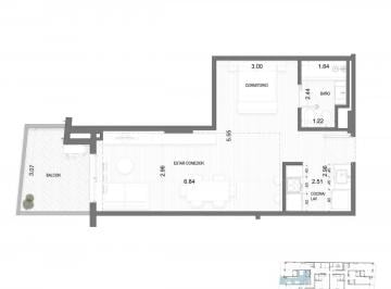 Departamento · 43m² · 1 Ambiente · Venta Departamento a Estrenar, Monoambiente Divisible con Balcón Al Frente en Balvanera