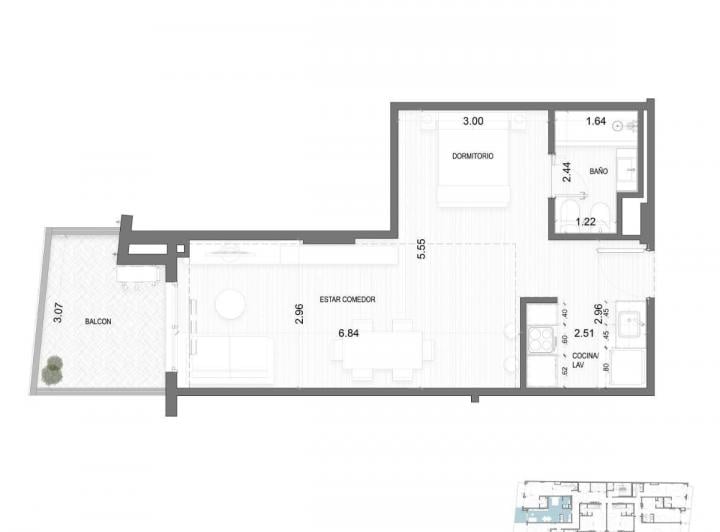 Departamento · 43m² · 1 Ambiente