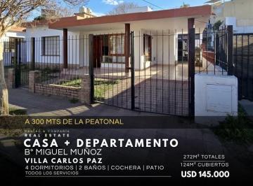 Casa · 124m² · 7 Ambientes · 1 Cochera · Venta Casa con Departamento en Miguel Muñoz a 300 m de La Peatonal Villa Carlos Paz