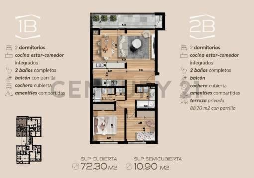 Departamento · 72m² · 3 Ambientes · 1 Cochera