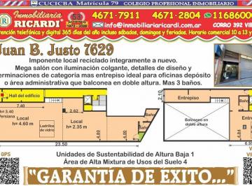 Local comercial · 180m² · 1 Ambiente · Garantia de Exito - Imponente Local Reciclado a Nuevo