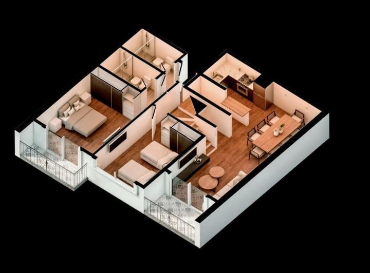 Departamento · 70m² · 3 Ambientes · 1 Cochera