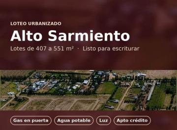 Terreno · 550m² · Venta Lotes en Loteo Alto Sarmiento - Listos Para Escriturar, Aptos Crédito