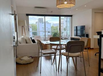 Comedor y living - ambientacion A · 2 Ambientes Palermo Hollywood: Suite, Balcón con Parrilla y Pileta