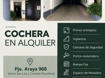 Garage 14m² Alquiler Centro · Cochera Pje. Araya 968