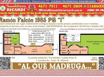 Local comercial · 129m² · 1 Ambiente · Apto Gastronomia Local + Lugar Atras Ventilacion 4 Vientos